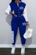 Blue Casual Print Patchwork O Neck Long Sleeve Two Pieces