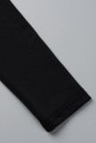 Black Sexy Solid Hollowed Out Patchwork Asymmetrical V Neck Skinny Jumpsuits
