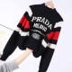Black Casual Letter Patchwork Half A Turtleneck Tops