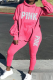 Pink Casual Print Patchwork Half A Turtleneck Long Sleeve Two Pieces