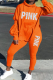 Tangerine Red Casual Print Patchwork Half A Turtleneck Long Sleeve Two Pieces