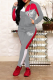 Grey Street Print Patchwork Zipper Collar Long Sleeve Two Pieces