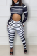 Black Street Striped Patchwork Half A Turtleneck Skinny Jumpsuits