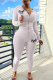 White Street Print Patchwork Hooded Collar Long Sleeve Two Pieces