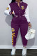 Purple Casual Print Patchwork O Neck Long Sleeve Two Pieces
