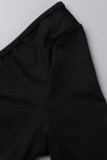 Black Sexy Solid Hollowed Out Patchwork Asymmetrical V Neck Skinny Jumpsuits