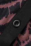 Black Sexy Solid Patchwork Buckle See-through Turndown Collar Long Sleeve Two Pieces