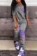 Light Gray Casual Print Basic O Neck Short Sleeve Two Pieces