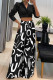 White Casual Print Patchwork Turndown Collar Long Sleeve Two Pieces