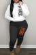 White Casual Letter Print Basic Hooded Collar Long Sleeve Two Pieces