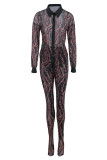 Black Sexy Solid Patchwork Buckle See-through Turndown Collar Long Sleeve Two Pieces