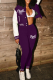 Purple Street Print Make Old Cardigan Collar Long Sleeve Two Pieces