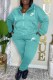 Baby Blue Casual Print Letter Hooded Collar Long Sleeve Two Pieces