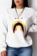White Casual Print Patchwork O Neck Tops