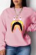 Pink Casual Print Patchwork O Neck Tops