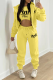 Yellow Casual Print Patchwork Hooded Collar Long Sleeve Three Pieces