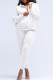 White Casual Solid Patchwork Zipper Hooded Collar Long Sleeve Two Pieces