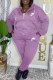 Purple Casual Print Letter Hooded Collar Long Sleeve Two Pieces