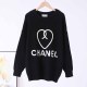 Black Street Letter Patchwork O Neck Tops