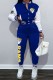 Blue Yellow Casual Print Patchwork O Neck Long Sleeve Two Pieces