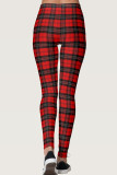 Red Casual Sportswear Print Basic Skinny High Waist Pencil Trousers
