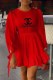Red Casual Print Patchwork Letter O Neck A Line Dresses