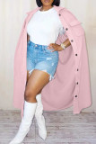 Pink Casual Solid Patchwork Turndown Collar Outerwear