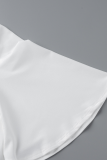 White Sexy Solid Fold O Neck Short Sleeve Two Pieces