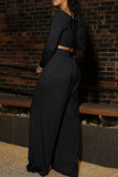Pink Casual Solid Basic Off the Shoulder Long Sleeve Two Pieces
