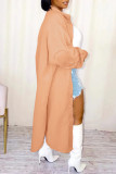 Pink Casual Solid Patchwork Turndown Collar Outerwear