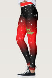 Red Casual Sportswear Print Basic Skinny High Waist Pencil Trousers
