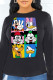 Black Street Daily Character Patchwork O Neck Tops