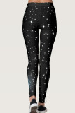Black Casual Sportswear Snowman Printed Basic Skinny High Waist Pencil Trousers