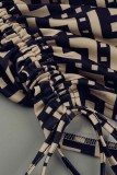 Multicolor Casual Print Patchwork Oblique Collar Long Sleeve Dresses