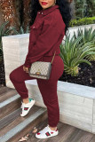 Grey Casual Solid Patchwork Buckle Turndown Collar Long Sleeve Two Pieces