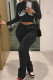 Black Casual Print Patchwork Half A Turtleneck Long Sleeve Two Pieces