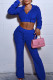 Royal Blue Casual Solid Patchwork Zipper Hooded Collar Long Sleeve Two Pieces