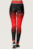 Red Casual Sportswear Print Basic Skinny High Waist Pencil Trousers