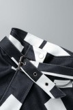 Black Casual Print Patchwork Cardigan Mandarin Collar Outerwear