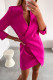 Rose Red Casual Solid Patchwork V Neck Long Sleeve Dresses