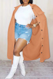 Pink Casual Solid Patchwork Turndown Collar Outerwear