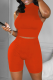 Watermelon Red Casual Solid Patchwork Half A Turtleneck Sleeveless Two Pieces
