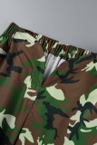 Camouflage Casual Camouflage Print Patchwork Regular Low Waist Trousers