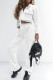 White Casual Solid Patchwork Pocket Zipper Long Sleeve Two Pieces