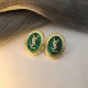 Green Elegant Letter Patchwork Earrings