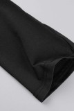 Black Sexy Solid Patchwork Backless O Neck Long Sleeve Dresses