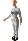 Grey Casual Print Patchwork Half A Turtleneck Long Sleeve Two Pieces