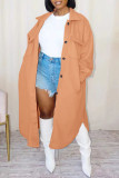 Pink Casual Solid Patchwork Turndown Collar Outerwear