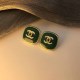 Dark Green Simplicity Letter Patchwork Earrings