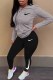 Light Gray Casual Embroidery Patchwork Hooded Collar Long Sleeve Two Pieces